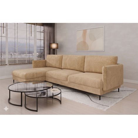 Ecksofa Designersofa HELMER MAX Stoff Vibe Beige Ottomane Links