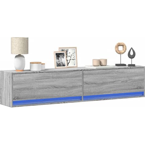 Mueble de TV de pared con LED gris Sonoma 180x31x38 cm vidaXL (1/5)