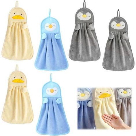 6 asciugamani morbidi e carini a forma di animali, ideali per bambini, ad asciugatura rapida, perfetti per la cucina o il bagno. (1/4)