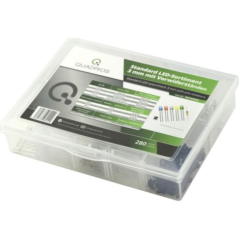 Quadrios LED-Sortiment Rot, Grün, Gelb, Blau, Kaltweiß, Warmweiß 3 mm 20 mA 3.0 V (1/3)