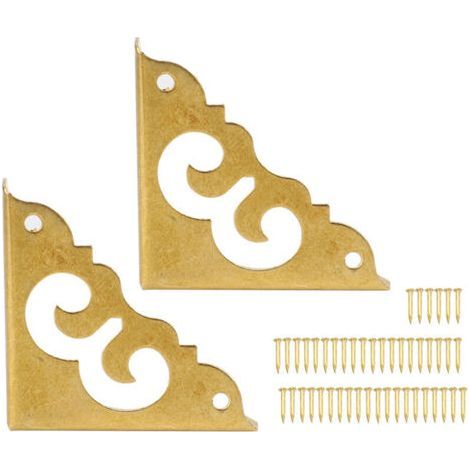 6 Pieces Retro Decorative Brass Corner Covers for Jewelry Boxes and Furniture (1/5)
