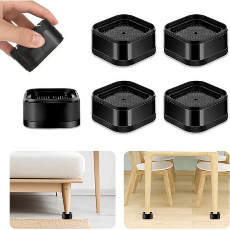 Juego de 4 elevadores de muebles de 2,5 cm – Bloques elevadores resistentes para patas de mesas, cómodas, escritorios, sofás y sillas – Bloques elevadores cuadrados apilables – Altura (1/5)