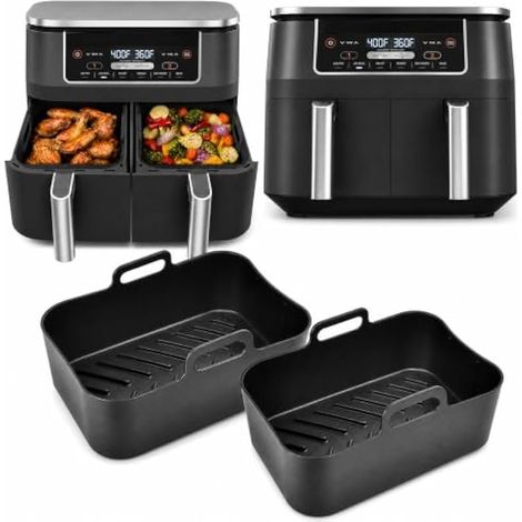Lot de 2 marmites en silicone pour friteuse à air - Panier pour friteuse à air (1/5)