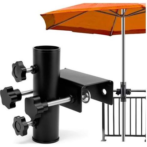 Support Parasol Balcon, Pied de Parasol, Support de Parasol Réglable pour Rambarde de Balcon, Porte Parasol en Métal Ø25 38mm, Support de Parasol Extérieur, pour Jardin, Terrasse, Deck et Balcon (1/5)