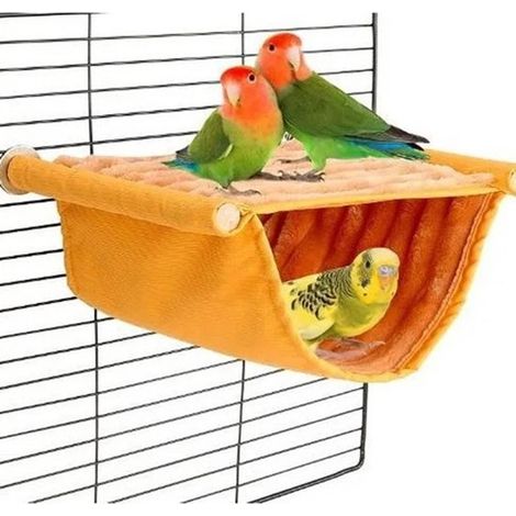 Nid suspendu douillet et chaud de qualité supérieure pour oiseaux – Nid confortable pour perroquets et petits animaux – Jaune (1/4)