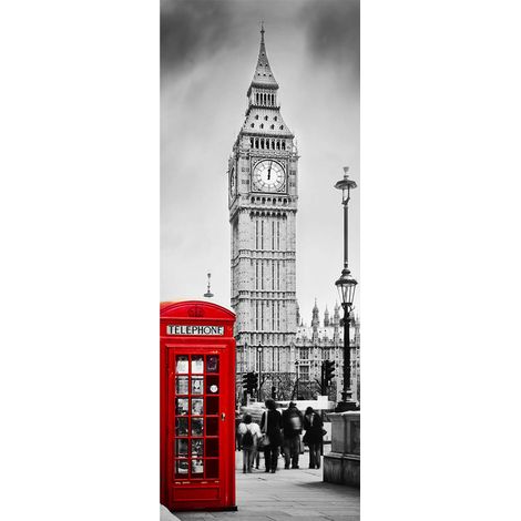 Sticker Porte Trompe l'oeil Effect 3D pour Décoration Mur Salon Cuisine Chambre Salle de Bain Papier Peint 77X200cm (Big Ben) (1/4)