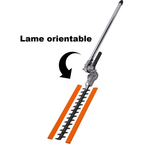 Gt Garden – Accessoire taille-haie 40 cm – Lame orientable 0° à 180° pour tailles horizontales et verticales – Compatible débroussailleuses 52 cm3 (1/4)