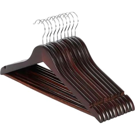 Cintre en bois massif antidérapant, cintre d'hôtel en bois sans couture, pince à pantalon, support à vêtements, cintre rétro pour vêtements d'enfants (1/5)
