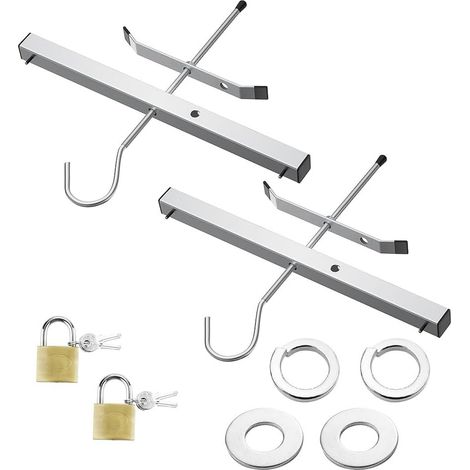 Pack Ladder Clamps, Universal Lockable Ladder Roof Clamps - 1 Pair, Ladder Clamp with Padlock to Secure Ladders