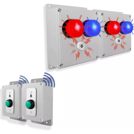 Kit double sonnette sans-fil sirène + 2 flashs - Multi accès Haute-résistance 800m 2 boutons pro autonomes (PROTECT 800) (1/5)
