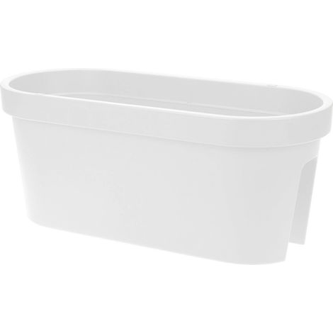 Balkon Geländer Blumentopf oval - weiß / 60 cm - Geländer Pflanztopf Blumenkasten zum Einhängen