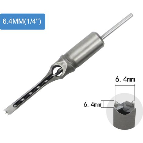 Mèche à bois carrée 6,4 mm pour mortaisage, alésoir à trou carré, ciseau à mortaiser, outil DIY pour travail du bois
