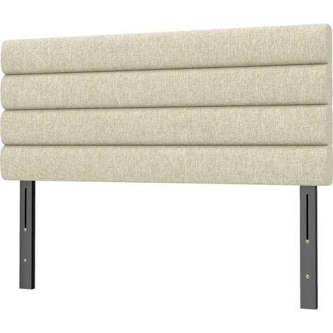 Tête de lit 140 cm tapissée lin beige hauteur réglable 106/116/126 cm fixation murale