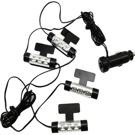 Éclairage d'ambiance intérieur de voiture, 12 LED, 12 V, lampe décorative pour voiture, éclairage de sol pour véhicules-M-Blue (1/4)