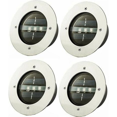 0 – Spot encastrable extérieur sol LED 120mm – Lot de 4 – Étanche IP65 – Lumière blanche – Éclairage automatique sans câblage (1/5)