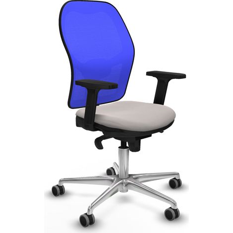 Jorquera sincro malla azul similpiel blanco brazos 2D base aluminio ruedas 65mm engomada
