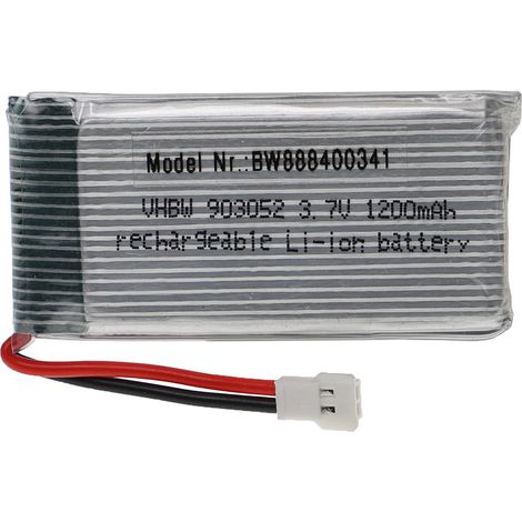 vhbw Batería compatible con XH 2.54 2P clavija (m) para modelismo por ej. coche carreras, avión (1200mAh, 3,7V, Li-poli, 57 x 29 x 10mm)