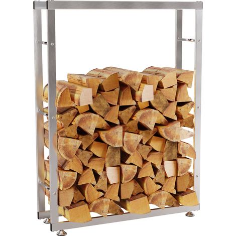 Mensola porta legna, supporto legna da camino 150x80x25 cm in acciaio inox 100003561