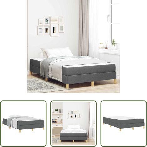 vidaXL Confort - Lit à ressorts avec matelas Gris foncé 120 x 200 cm tissu (1/5)