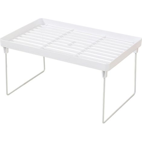 Étagère empilable de cuisine en plastique et métal, organisateur de comptoir empilable multifonctionnel de grande taille (1/5)