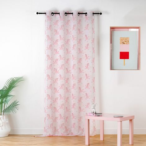 Voilage aux impressions de licornes Rose Clair 150x240 cm (1/3)
