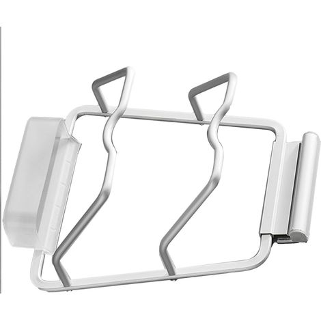 Wandmontierter Topfdeckelhalter, kein Bohren erforderlich, platzsparend, handpoliertes Aluminium, rostfrei, 2 Ebenen. (1/5)