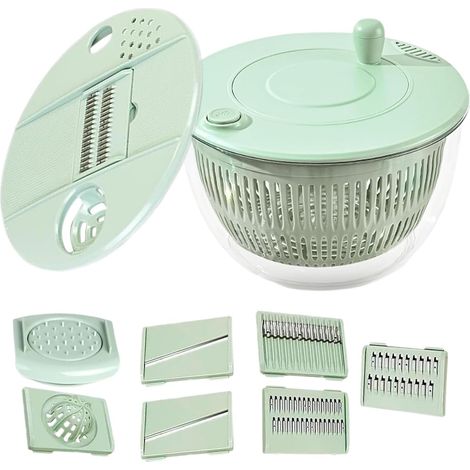 Essoreuse À Salade avec Trancheuse - Essoreuse À Laitue avec Trancheuse Séparateur Jaune D'œuf Et Râpe - Bol Séchage Cuisine Égouttoir Râpe Préparation Aliments,Légumes Fruits Pommes De Terre (1/5)
