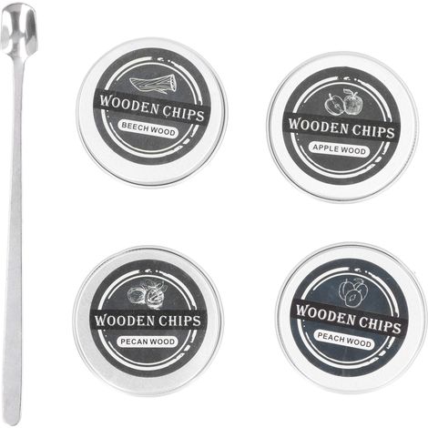 GARRYFIZH Copeaux de bois pour fumoir à cocktail, 4 saveurs naturelles (noyer, chêne, pêche, pomme), cadeau idéal pour mari/père (1/5)