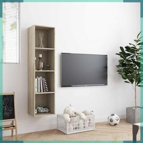 800264 Bibliothèque/Meuble TV Chêne sonoma 143x30x36 cm (1/5)