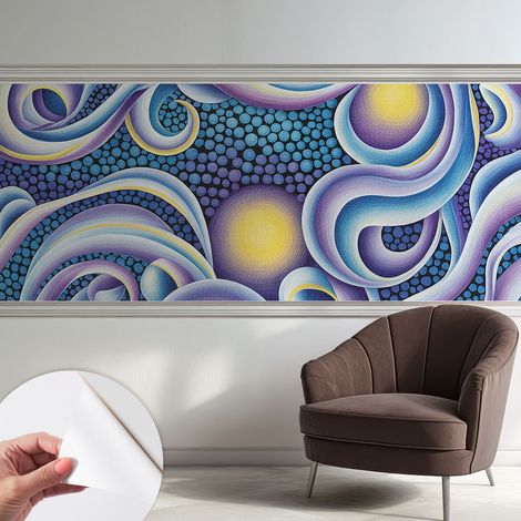 Papier peint adhésif décoratif avec colle pour salon chambre et bureau Installation rapide Tourbillons colorés 250x104 cm (1/5)