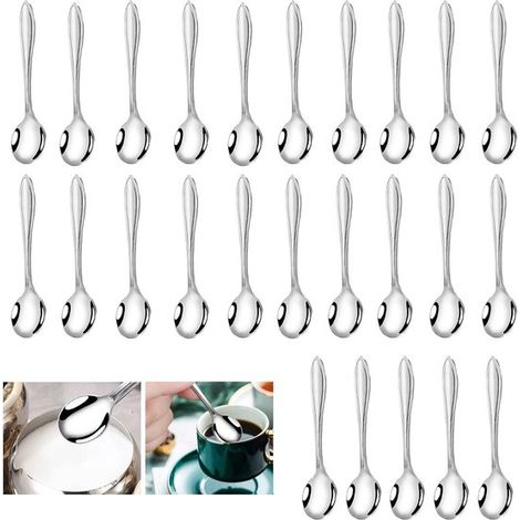 Set di mini cucchiaini, 25 pezzi, in acciaio inox, 9,5 cm. Cucchiaini piccoli per spezie, zucchero, miele e salse. (1/5)