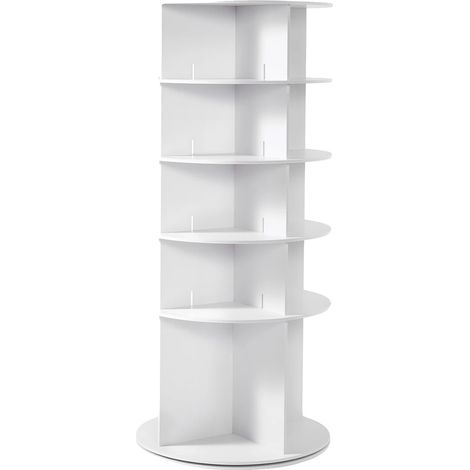 Scarpiera girevole a 360°, design salvaspazio, 5 ripiani bianchi (1/2)