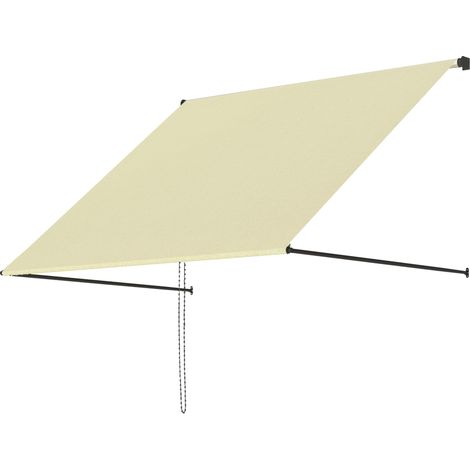 Manuell einziehbare Markise mit verstellbarer Neigung, 150 x 116 cm, UV-Schutz, Aluminium, cremefarbenes Polyester