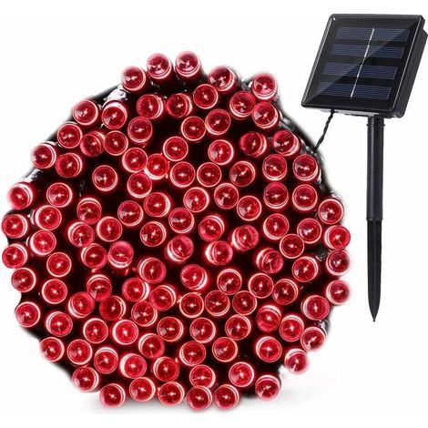 200led chaîne de lumière solaire, décoration d'arbre de Noël, éclairage extérieur, lumière de décoration de vacances, lumière de couleur, rouge (1/5)