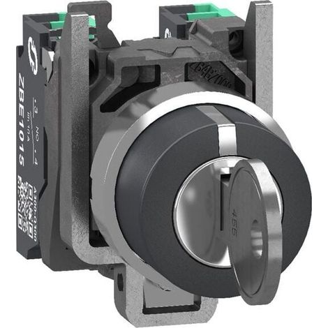Selettore a chiave 455 22mm 3 posizioni metallo nero 2NA Push-In - XB4BG335