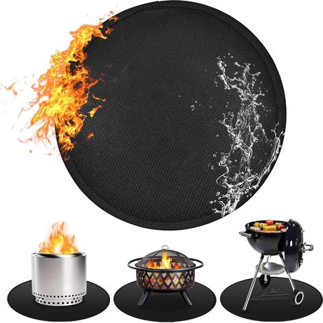 Tapis rond de 48 pouces pour brasero Solo Stove Bonfire ignifuge et étanche, réutilisable, pour terrasse, pelouse, intérieur et extérieur