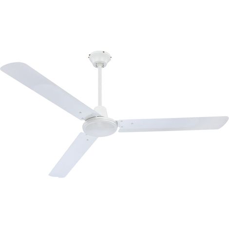 Ventilatore da soffitto con interruttore a parete Ventilatore Macchina del vento 3 velocità, metallo ferro bianco, DxH 142 x 58 cm (1/3)