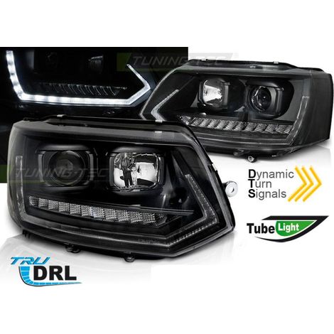 Paire de feux phares VW T5 10-15 Led TubeLight Noir-31771025 (1/4)