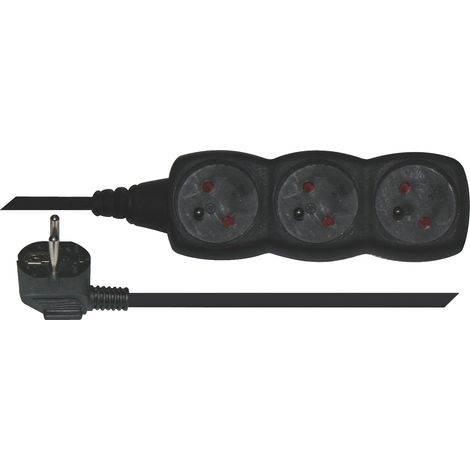 Cable alargador de 3 tomas - 1,5 m, negro EMOS (1/2)