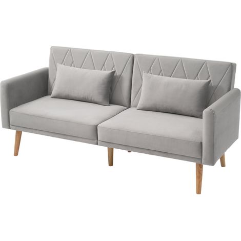 Petit canapé 2 places, canapé-lit avec fonction couchage, en tissu velours, adapté au salon, à la chambre, au home cinéma et à la chambre d'amis. (1/5)