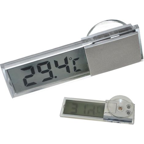 Reloj LCD para coche, reloj y pantalla de temperatura para coche, reloj para coche con ventosa a pilas  Reloj electrónico preciso (1/4)