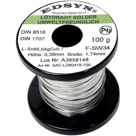 Edsyn SAC-LZB 0418 Lötzinn, bleifrei Spule Sn95,5AgCu0,7 100 g 1.74 mm (1/5)