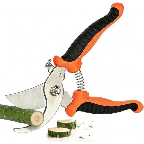 Tijeras podar, Tijeras jardín 19 cm cortan sin esfuerzo ramas hasta 1,5 cm, cuchillas acero inoxidable, mango suave mecanismo bloqueo sola mano (1/5)