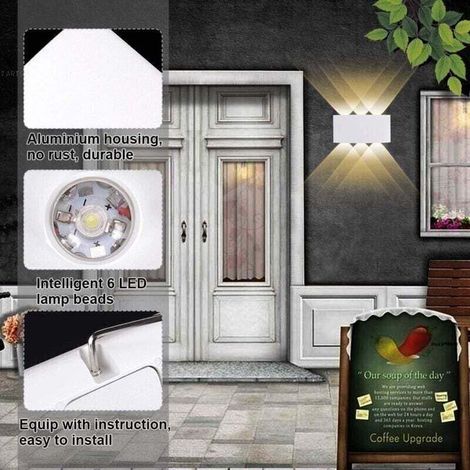 6-W-LED-Wandleuchte aus Aluminium für den Innenbereich, moderne Wandleuchte mit nach unten gerichtetem Lichtstrahl für Wohnzimmer, Schlafzimmer, Flur, Treppenhaus (Warmweiß) - Weiß Wohnen / Beleuchtun (1/3)