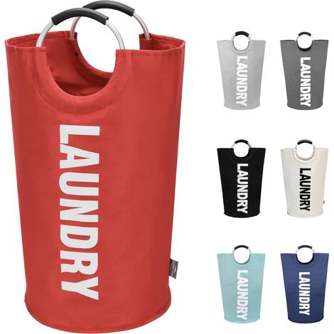 DigitalLAB-Grand panier à linge, sac à linge pliable avec poignée, capacité de 90 litres, rouge, 79 cm x 38 cm (1/5)