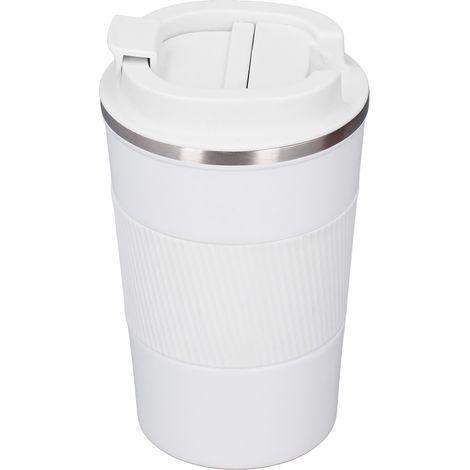 Mug isotherme en acier inoxydable avec couvercle et manchon en silicone anti-fuite, idéal pour les voyages et la voiture (510 ml). Contenance : 510 ml.