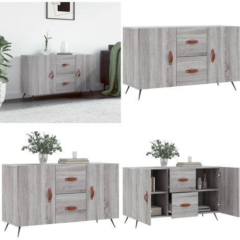 Aparador de madera de ingeniería gris Sonoma 100x36x60 cm - Aparador de madera contrachapada - Aparador gris Sonoma