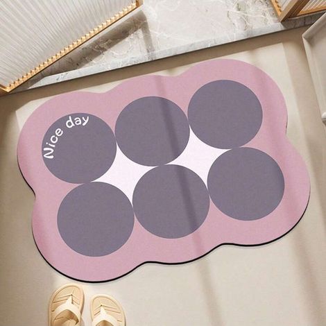 Tapis de sol de salle de bain, antidérapant, à séchage rapide, tapis de porte, tapis de salle de bain/d'entrée, tapis rond imprimé – 40 x 60 cm (1/4)