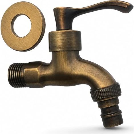 Garden Faucet Antique Brass Zinc Alloy Outdoor Brass Faucet for Washing Water Single Level Wall Mounted Faucet for Garden Kitchen Bronze (1/5)