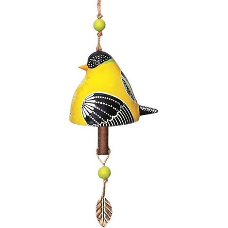 carillon éolien en forme d'oiseau décoration de jardin style unique peint à la main décor à la maison Jaune (1/2)